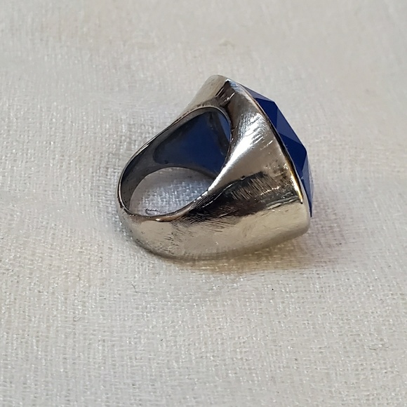 NEW LOFT Blue Facet Stone Silvertone Ring 7 #1259 - Picture 2 of 3